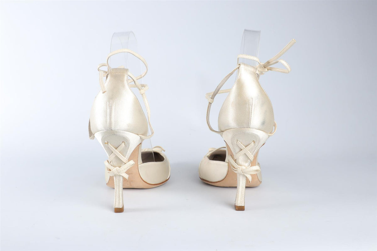 CHRISTIAN DIOR IVORY VINTAGE SATIN PUMPS EU 36.5 UK 3.5 US 6.5