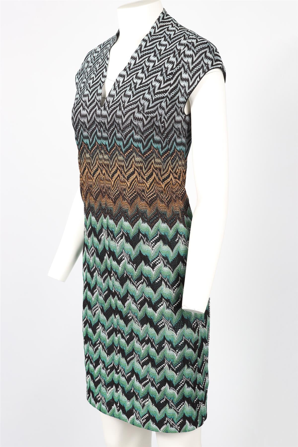 MISSONI GREEN CROCHET MIDI DRESS IT 40 UK 8