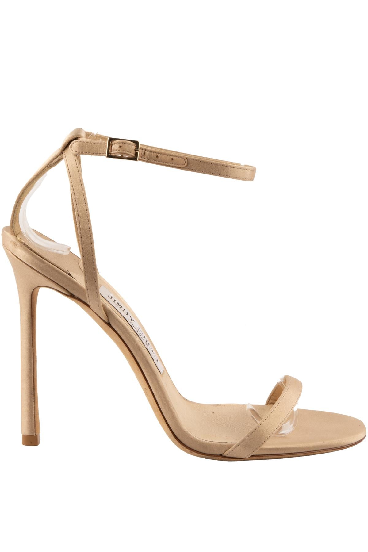 JIMMY CHOO GOLD SATIN SANDALS EU 38 UK 5 US 8