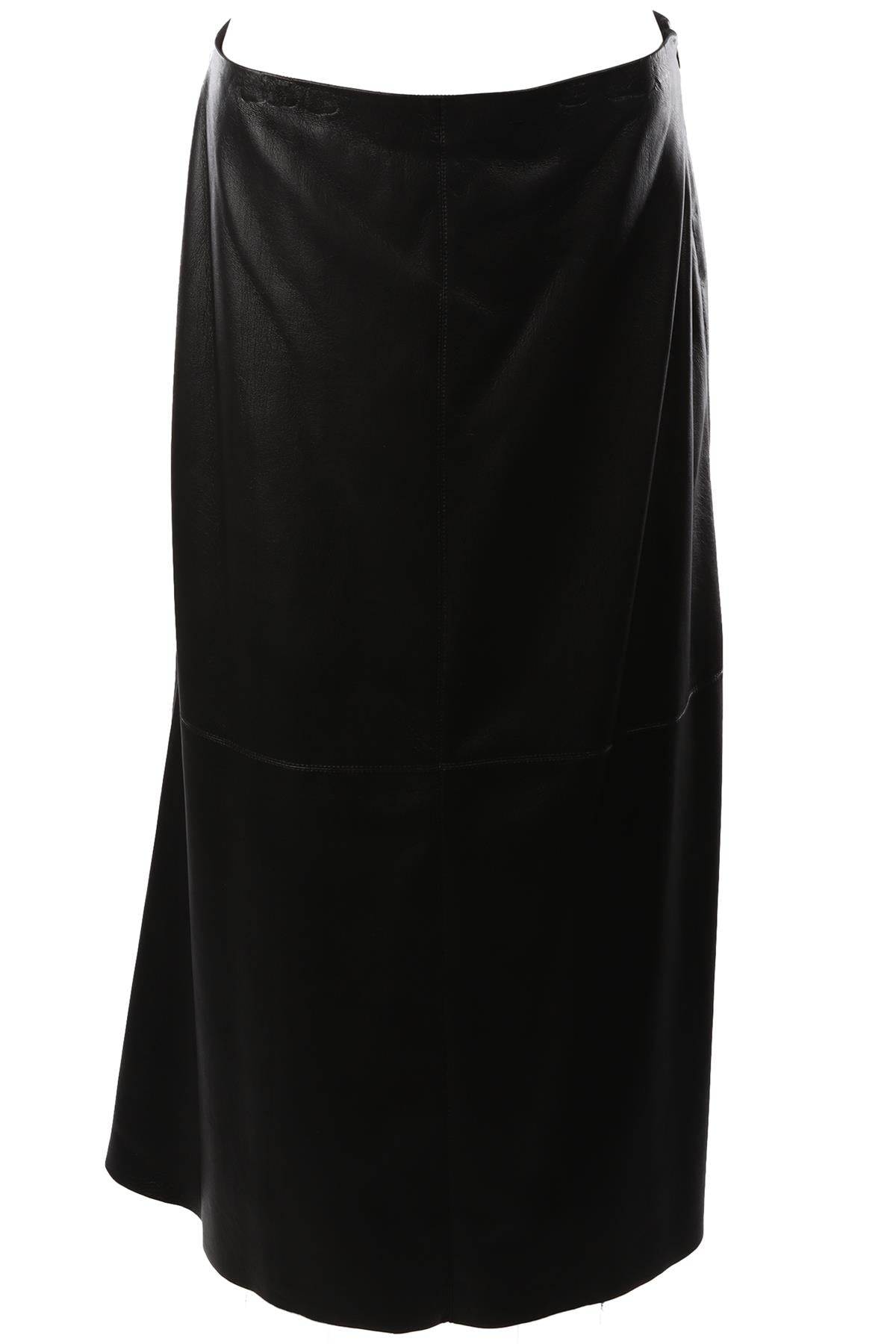 BLACK FAUX LEATHER MAXI SKIRT