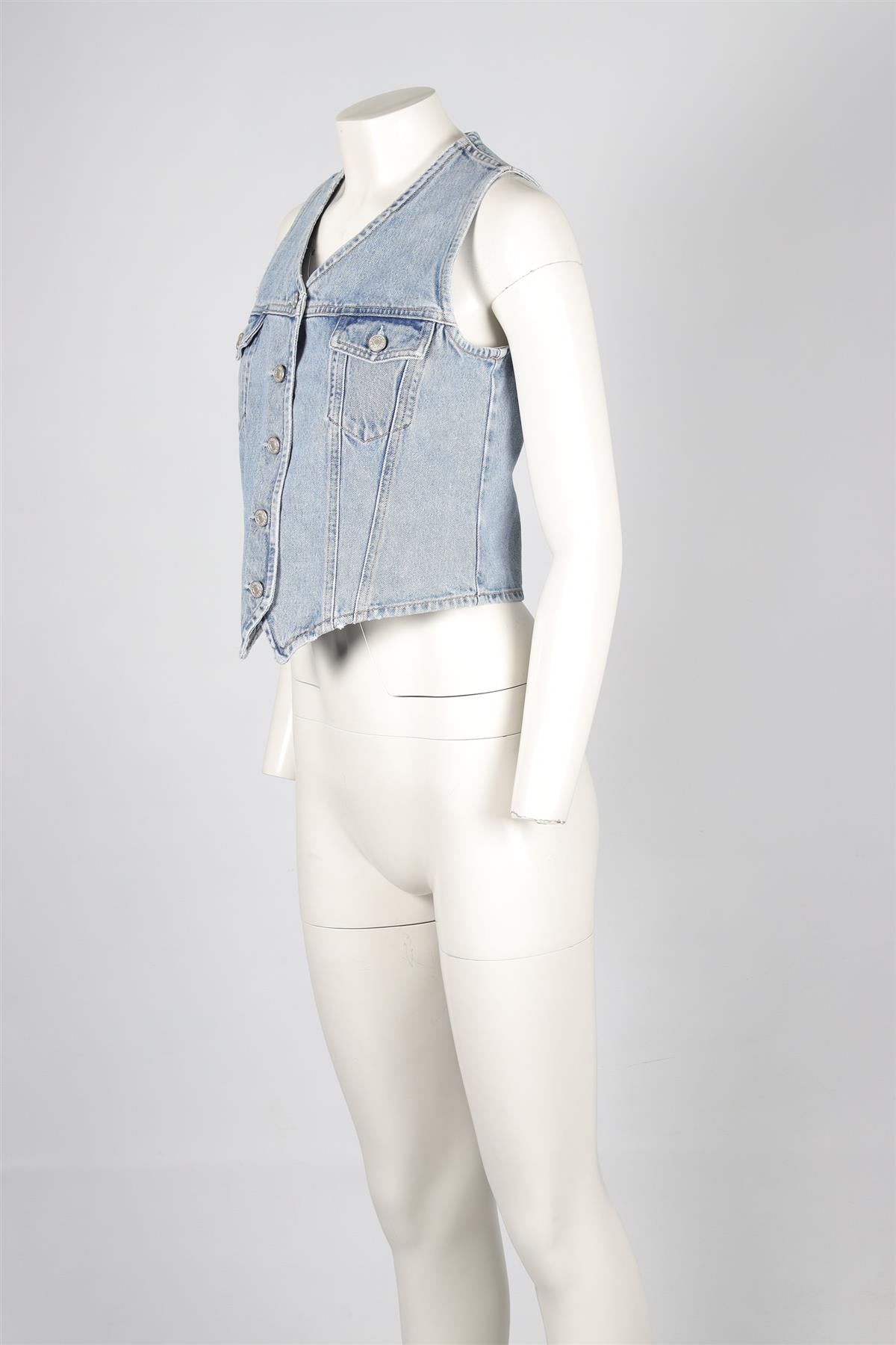 AGOLDE BLUE DENIM WAISTCOAT SMALL