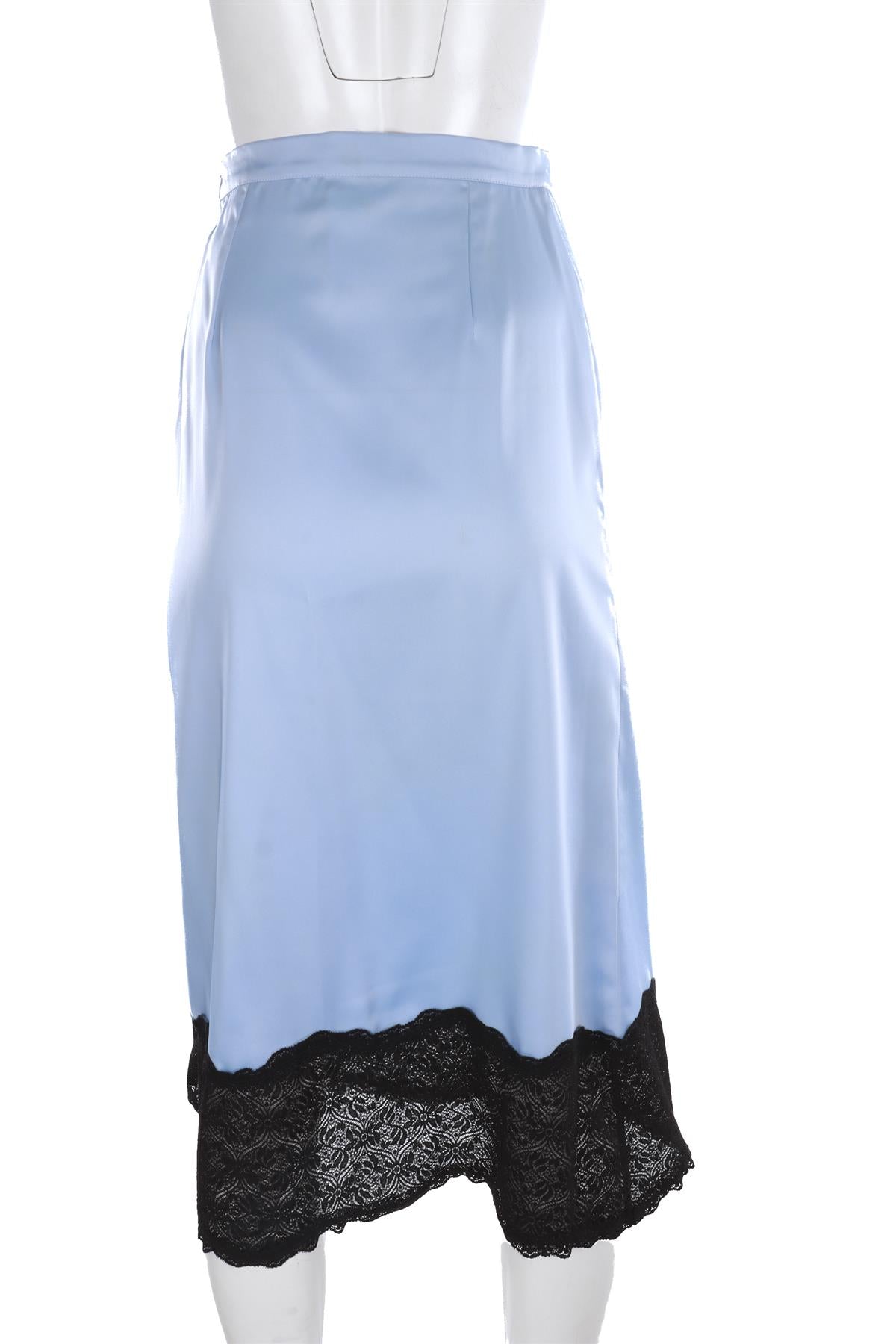 KIKA VARGAS BLUE SATIN MIDI SKIRT SMALL