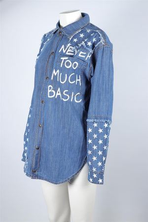 FAITH CONNEXION BLUE DENIM SHIRT SMALL