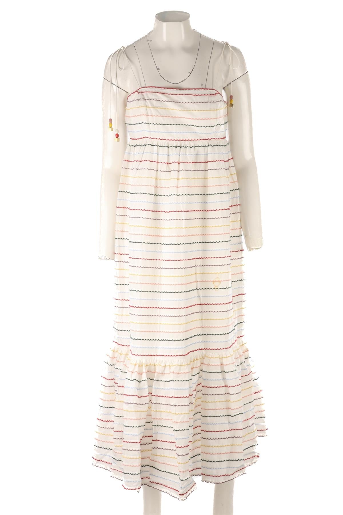 ZIMMERMANN WHITE COTTON MIDI DRESS UK 12