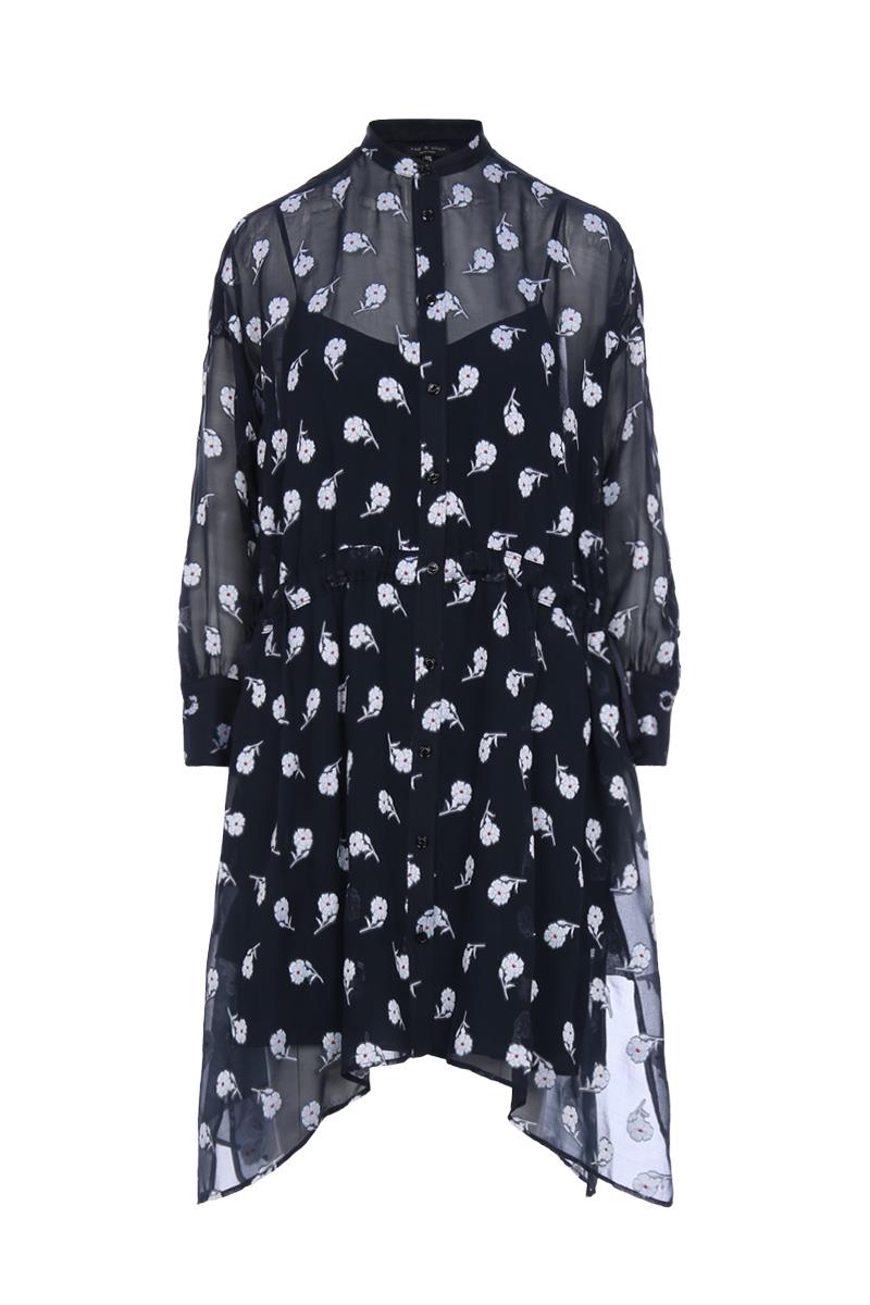 RAG AND BONE ELODIE FIL COUPÉ SILK BLEND DRESS LARGE