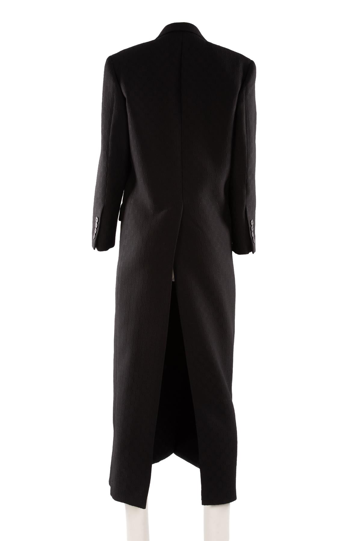 GUCCI BLACK GG WOOL COAT IT 40 UK 8