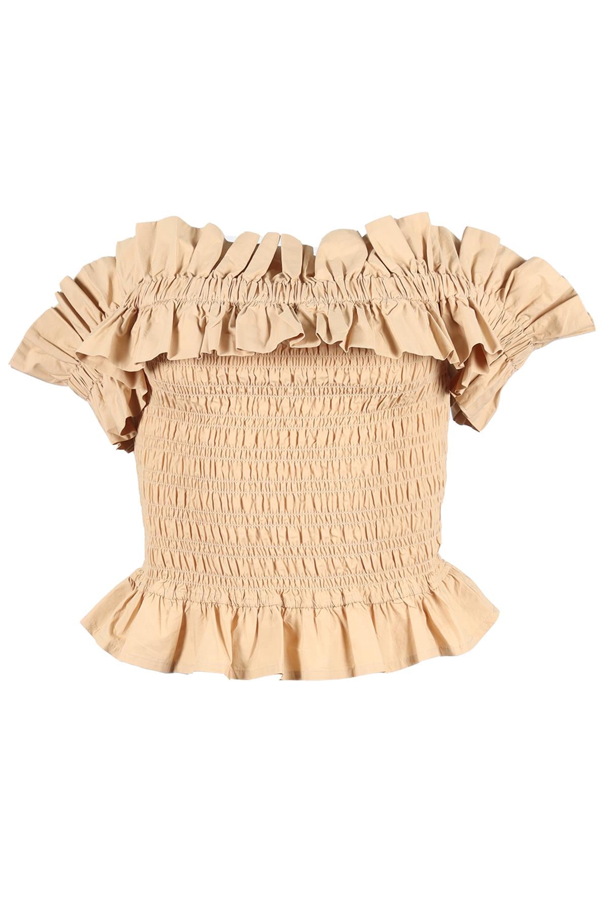GANNI BEIGE COTTON TOP EU 34 UK 6