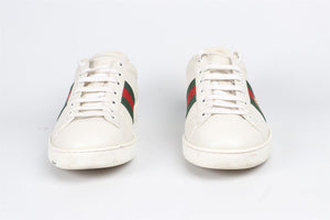 GUCCI WHITE ACE LEATHER SNEAKERS EU 37.5, UK 4.5, US 7.5