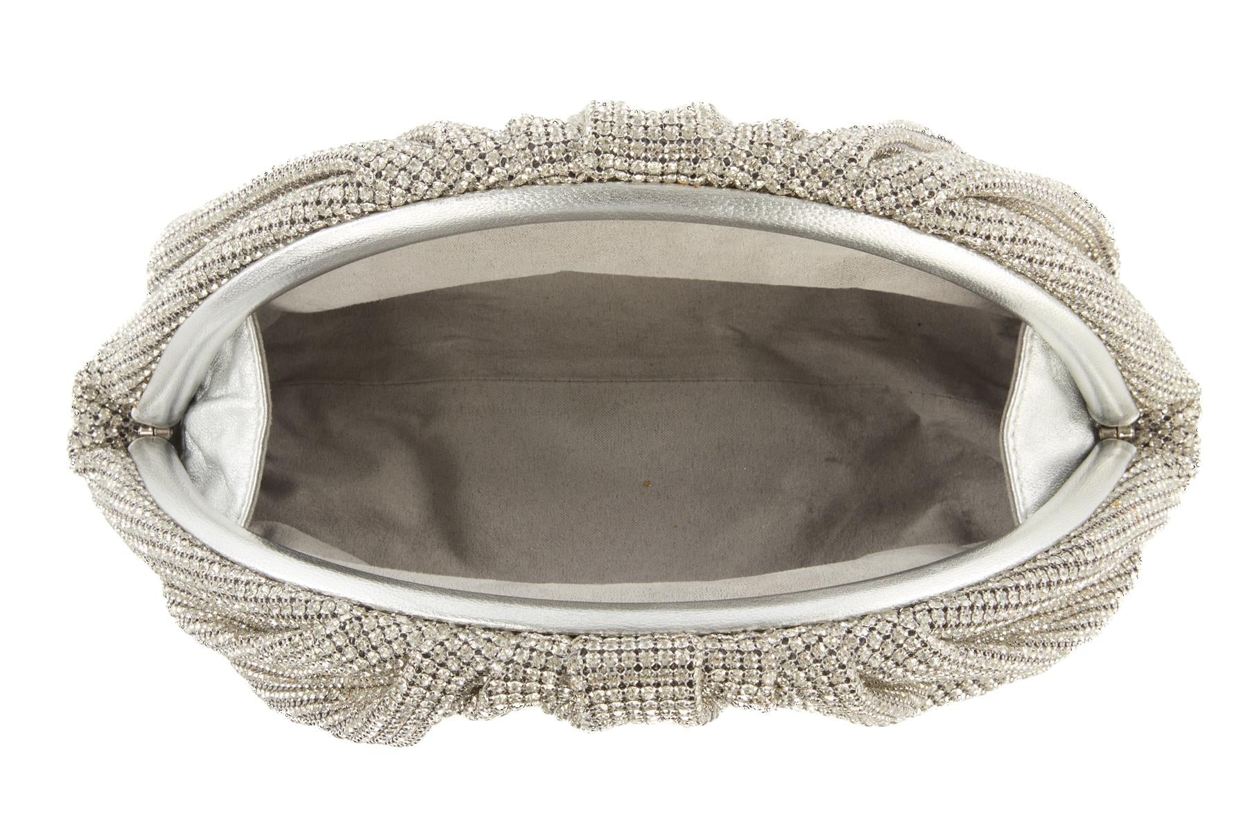 CULT GAIA SILVER JAALA CRYSTAL CLUTCH