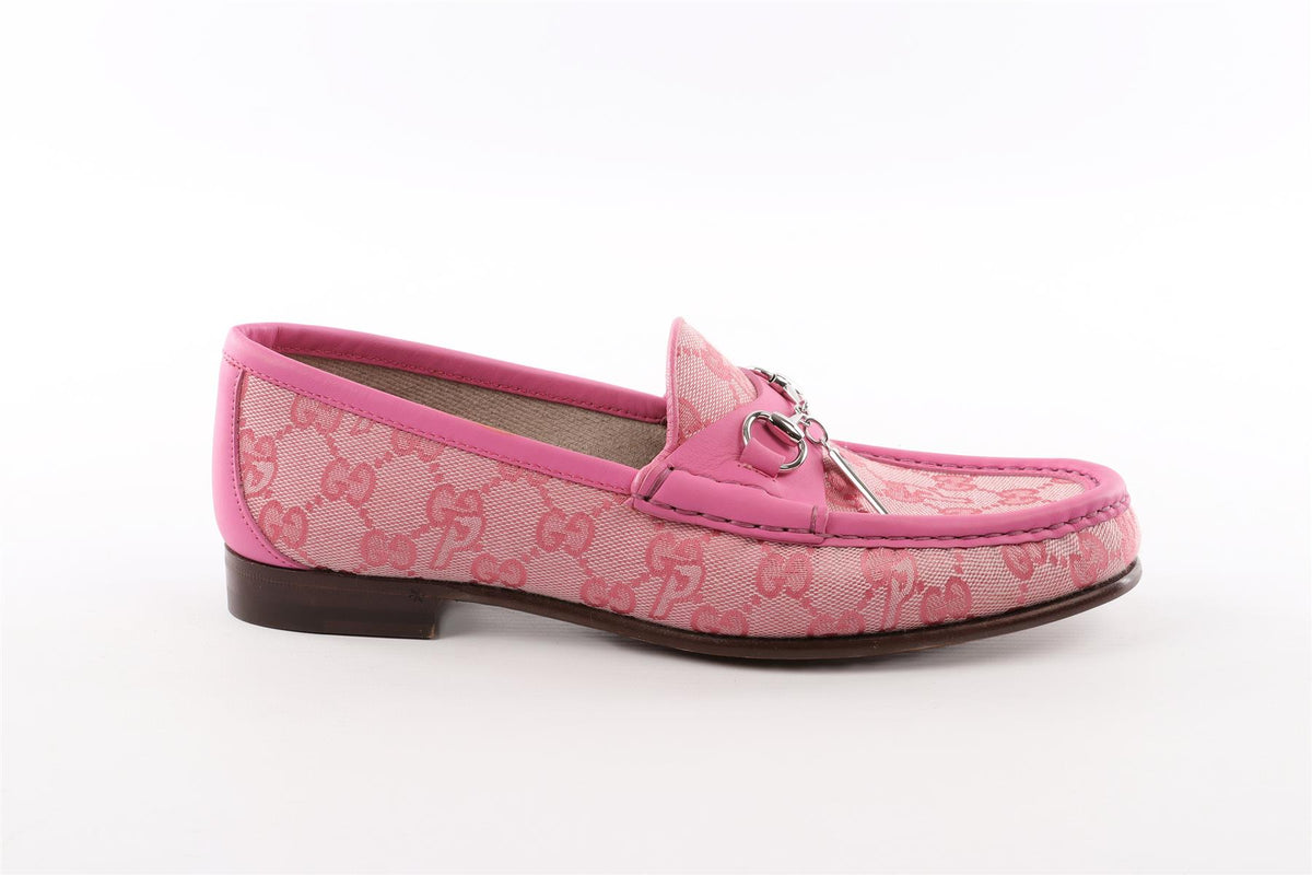 GUCCI + PALACE PINK GG-P CANVAS LOAFERS EU 38 UK 5 US 8