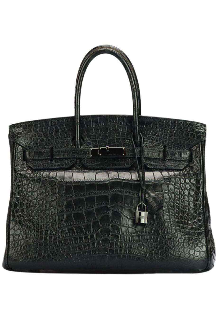 HERMÈS 2010 BIRKIN 35CM SO BLACK MATTE ALLIGATOR BAG