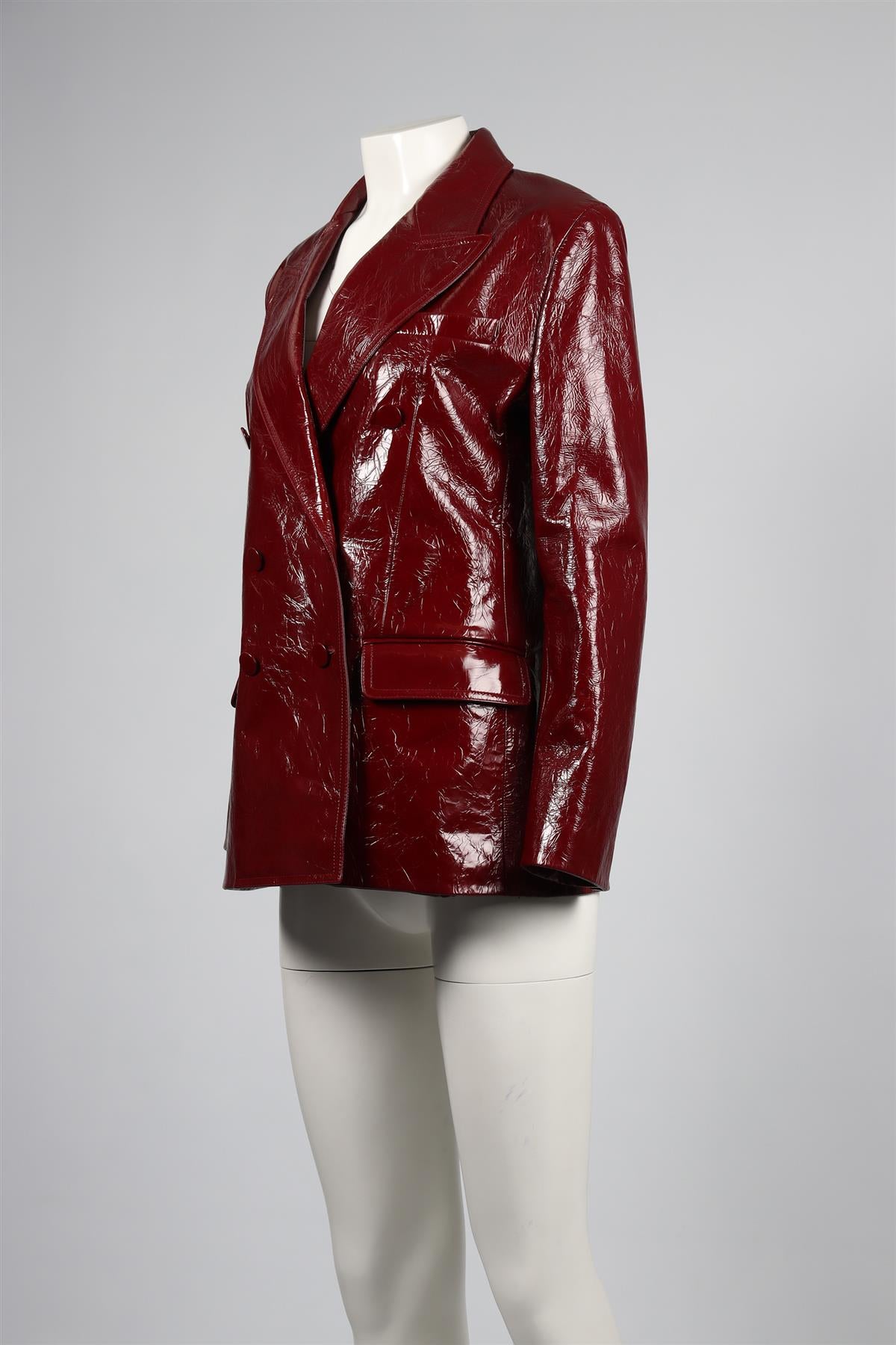 GUCCI RED 2024 PATENT LEATHER BLAZER IT 44 UK 12