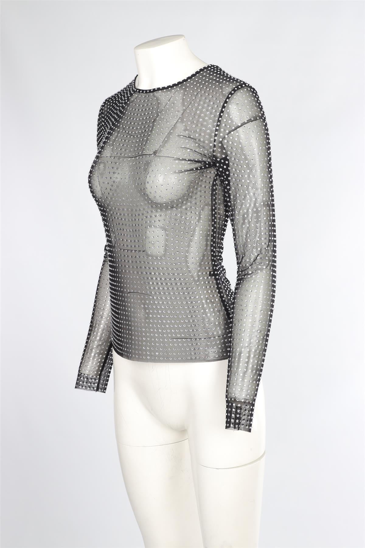 GIUSEPPE DI MORABITO BLACK MESH TOP IT 40 UK 8