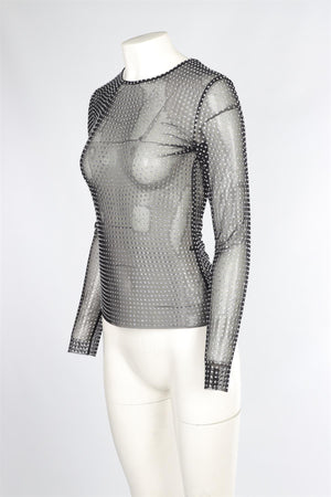 GIUSEPPE DI MORABITO BLACK MESH TOP IT 40 UK 8