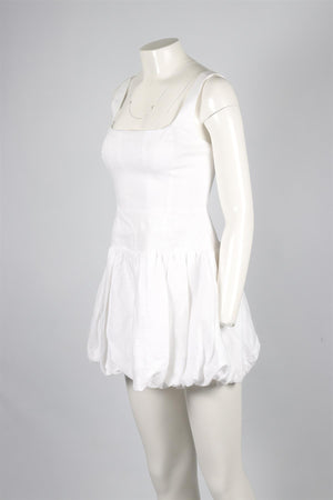 REFORMATION WHITE LINEN MINI DRESS US 2 UK 6