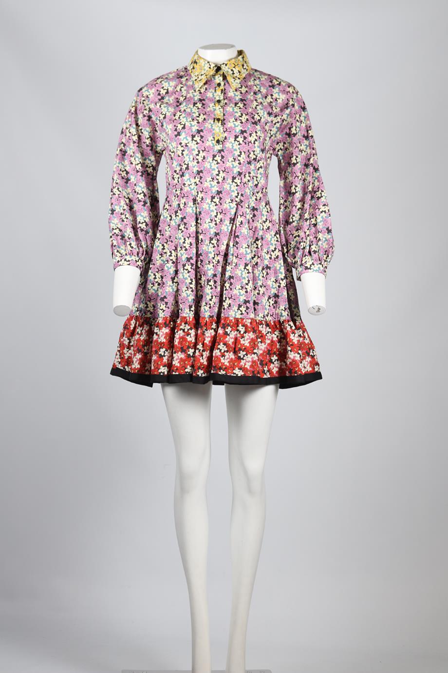 VALENTINO FLORAL PRINT COTTON MINI DRESS IT 36 UK 4