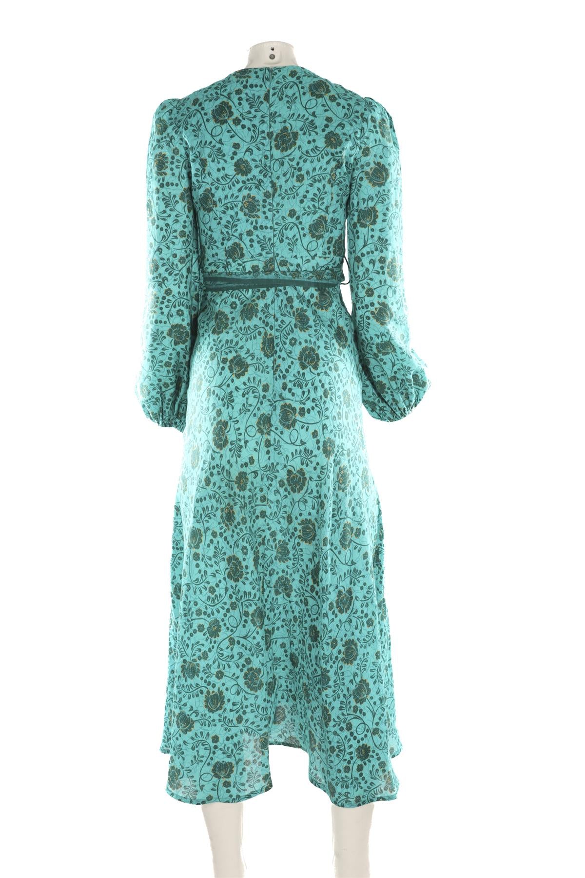 ZIMMERMANN GREEN LINEN MAXI DRESS 0 UK 8