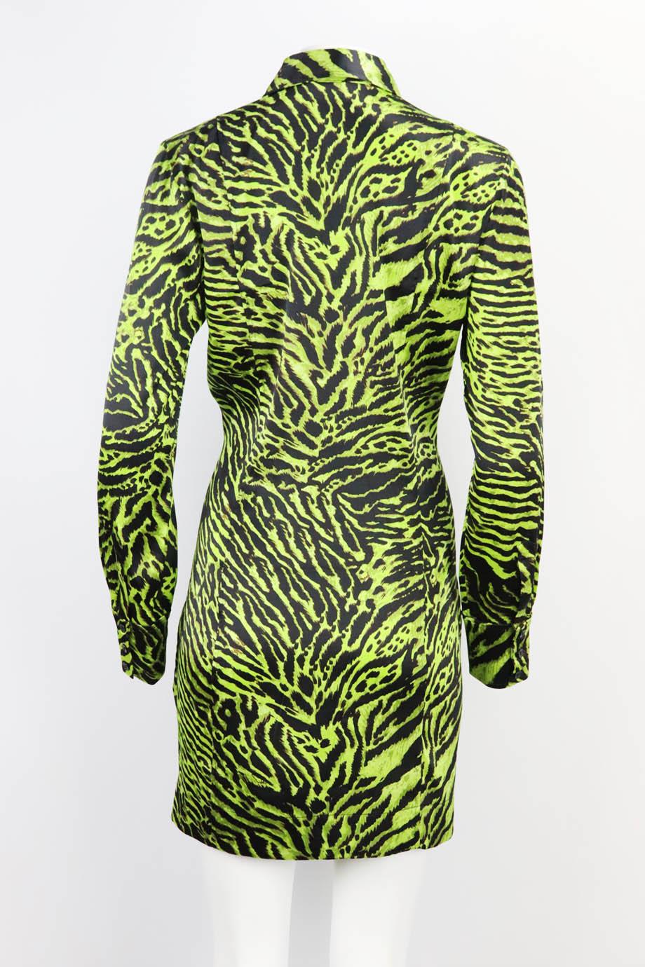 GANNI PRINTED SILK SATIN MINI DRESS DE 42 UK 16