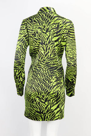 GANNI PRINTED SILK SATIN MINI DRESS DE 42 UK 16