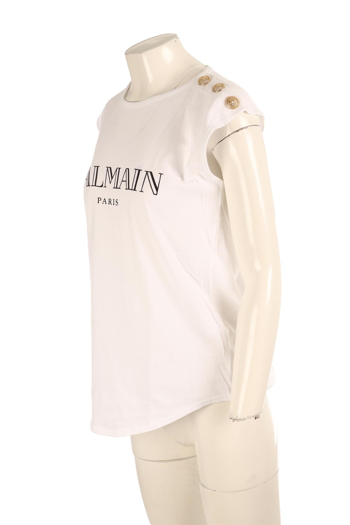 BALMAIN WHITE COTTON TOP IT 42 UK 10 US 6