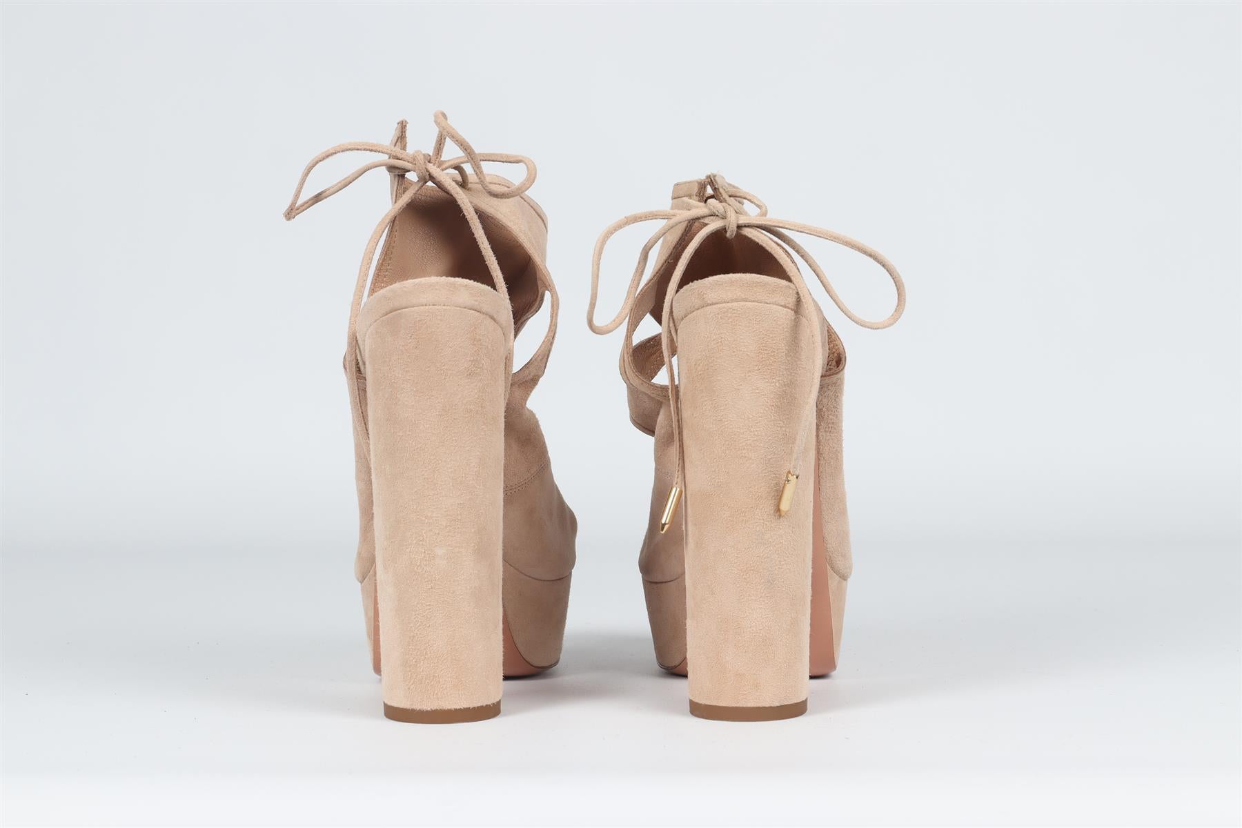 AQUAZZURA NUDE SUEDE SANDALS EU 38.5 UK 5.5 US 8.5