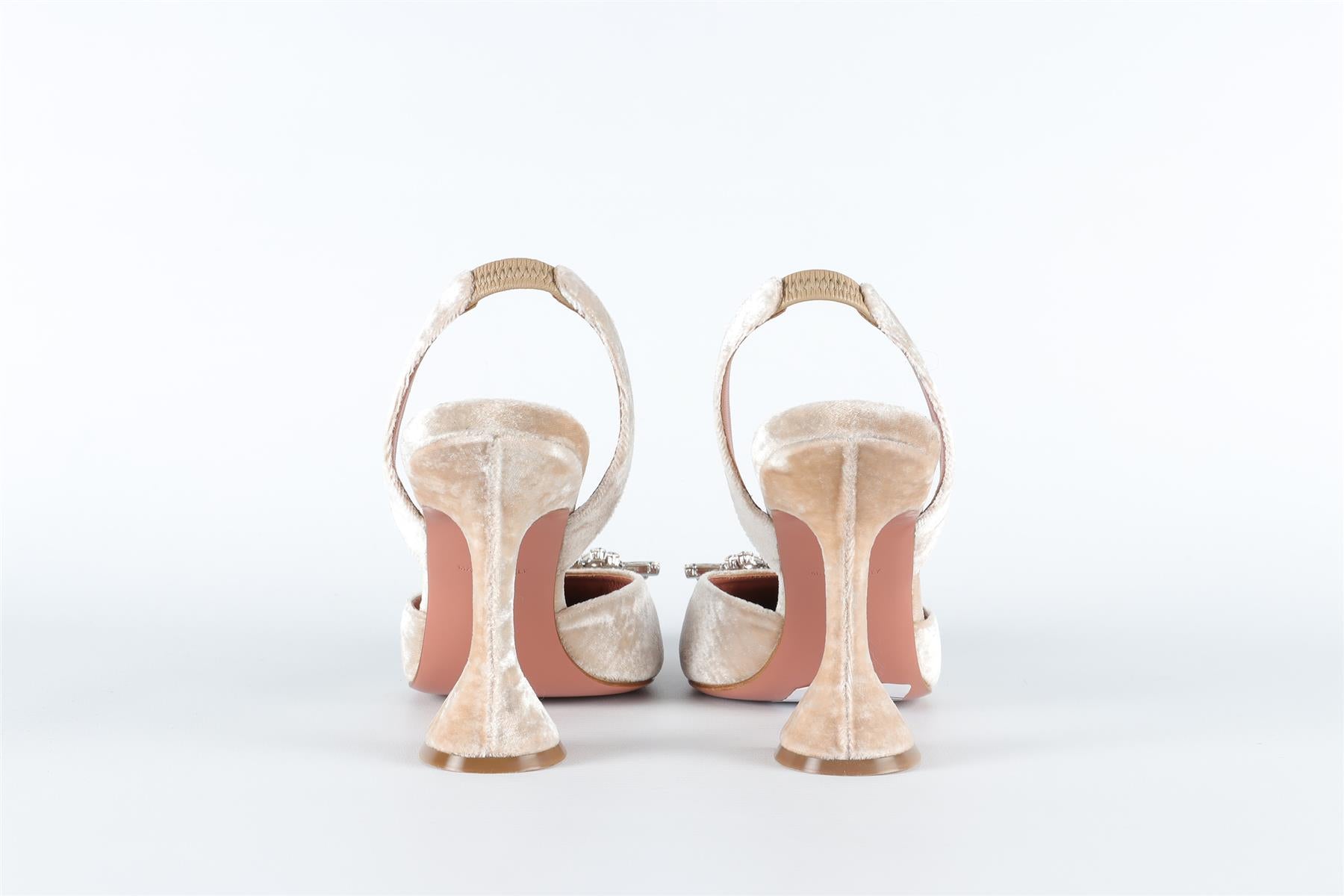 AMINA MUADDI BEIGE VELVET SLINGBACK PUMPS EU 38 UK 5 US 8