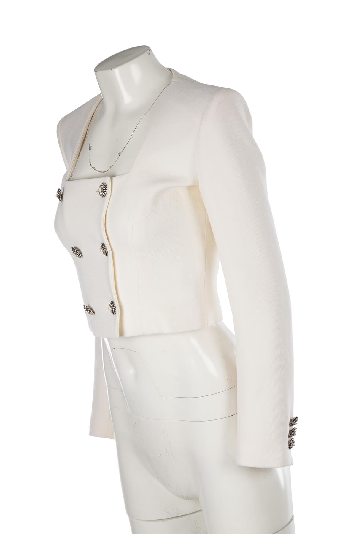 ALESSANDRA RICH IVORY WOOL JACKET IT 40 UK 8