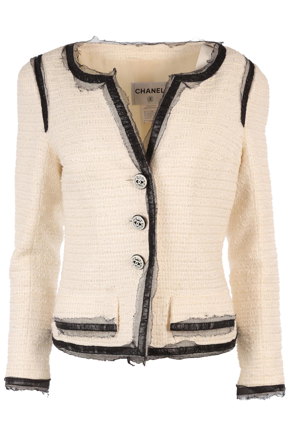 CHANEL IVORY 2009 COTTON JACKET FR 40 UK 12