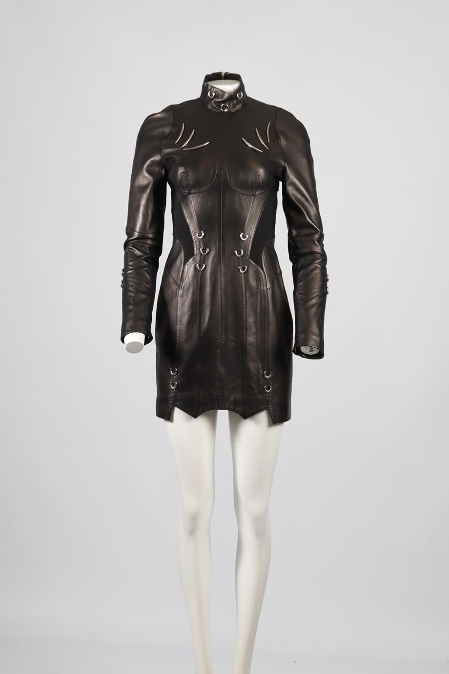 MUGLER LEATHER MINI DRESS FR 40 UK 12