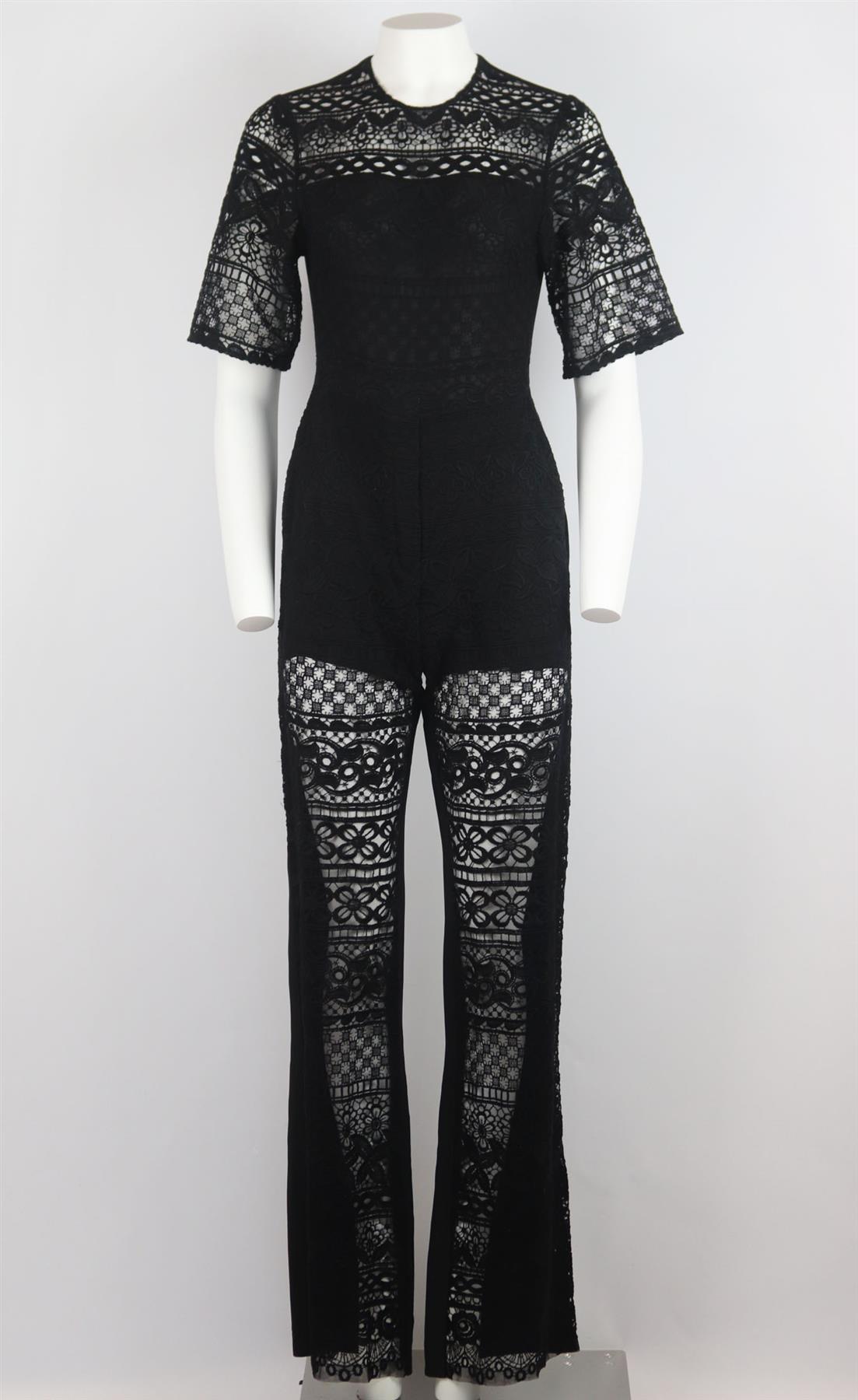 ELIE SAAB EMBROIDERED MESH AND CREPE JUMPSUIT IT 38 UK 6