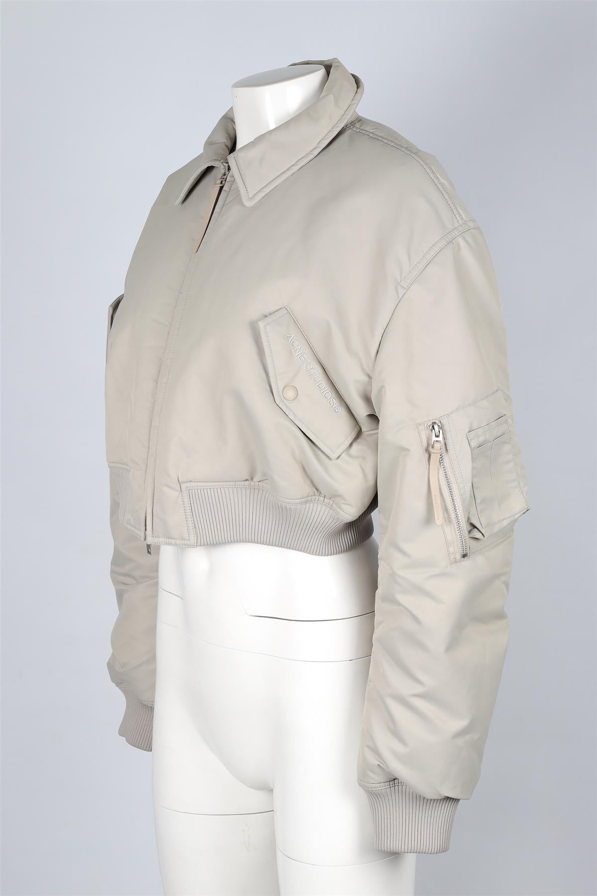 ACNE STUDIOS GREY SHELL BOMBER JACKET EU 38 UK 10