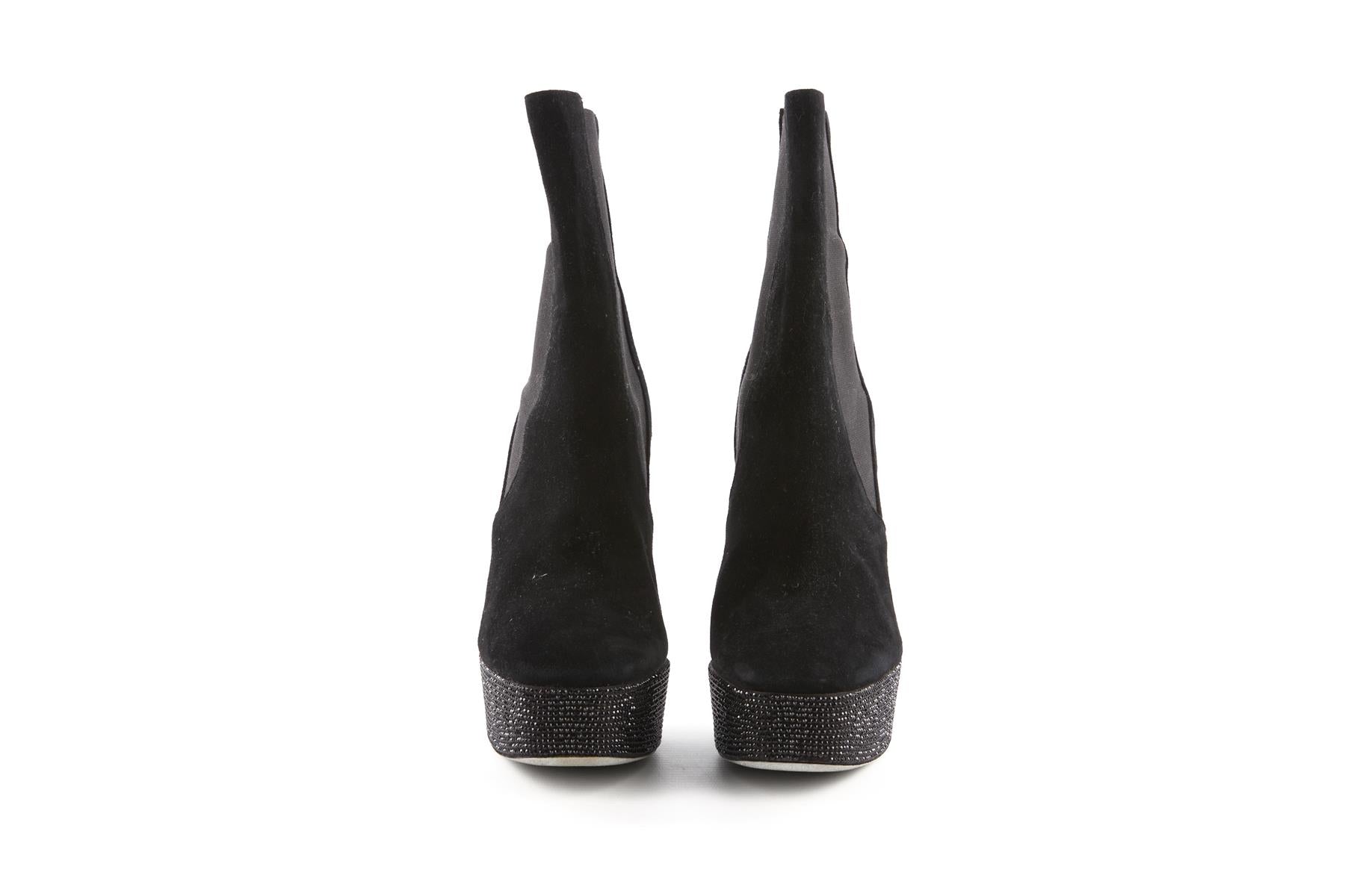 RENÉ CAOVILLA BLACK SUEDE ANKLE BOOTS EU 39 UK 6 US 9