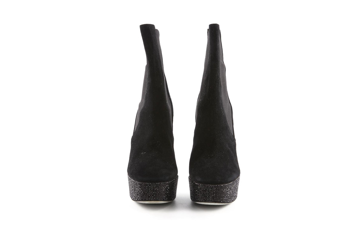 RENÉ CAOVILLA BLACK SUEDE ANKLE BOOTS EU 39 UK 6 US 9