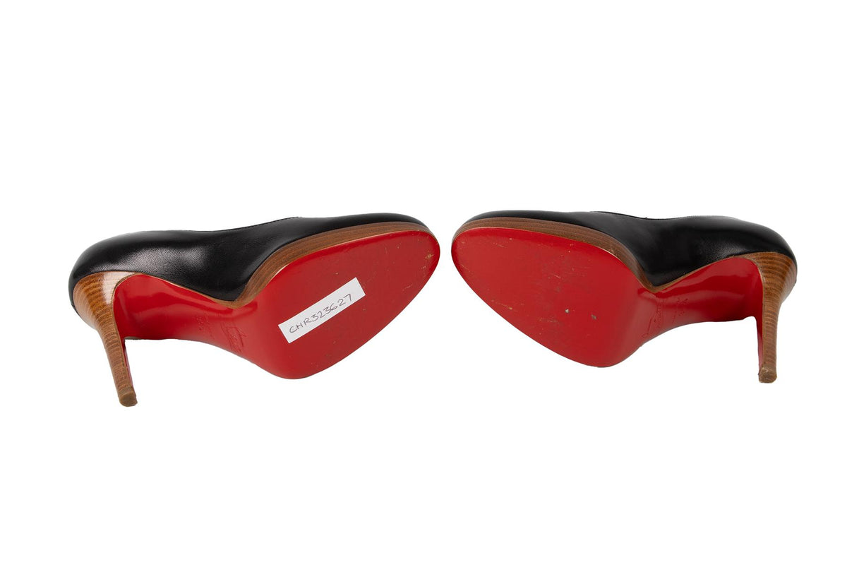 CHRISTIAN LOUBOUTIN BLACK LEATHER PUMPS  EU 35.5 UK 2.5 US 5.5