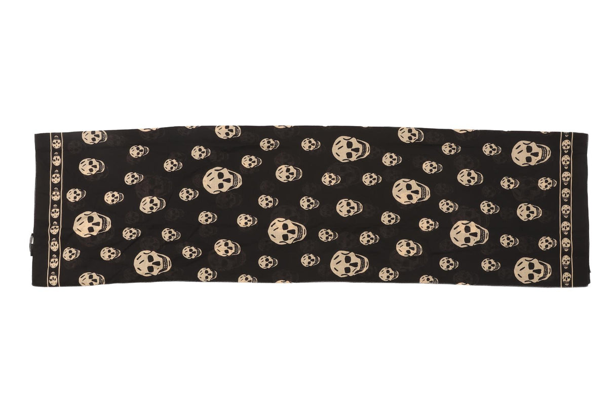 ALEXANDER MCQUEEN BLACK COTTON SCARF