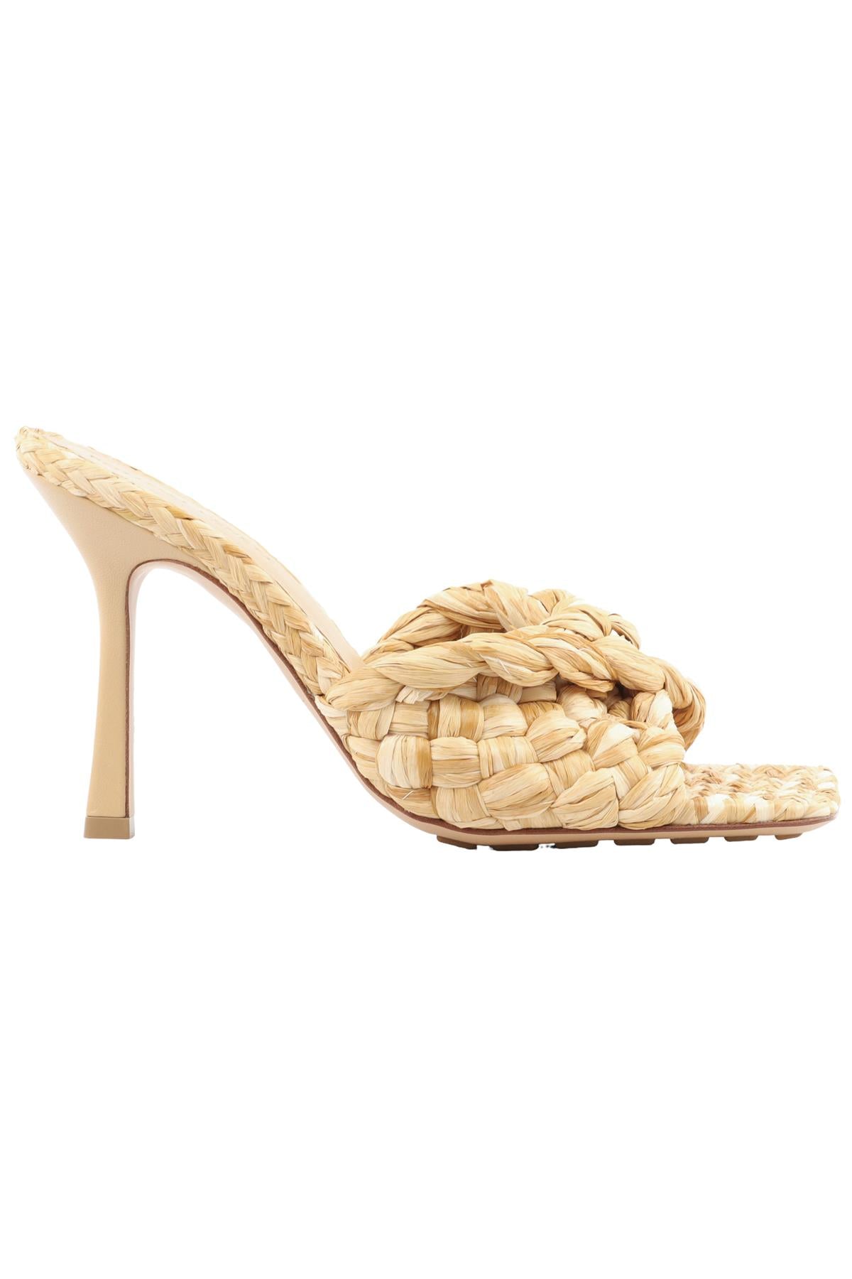 BOTTEGA VENETA BEIGE RAFFIA MULES EU 37.5 UK 4.5 US 7.5