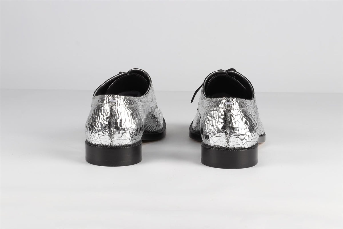 MAISON MARGIELA SILVER TABI LEATHER LOAFERS EU 39.5 UK 6.5 US 9.5
