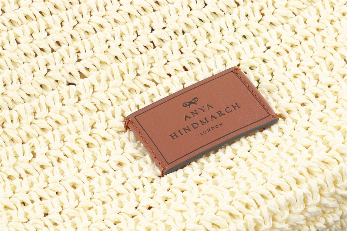 ANYA HINDMARCH CREAM CORN FLAKES RAFFIA TOTE BAG