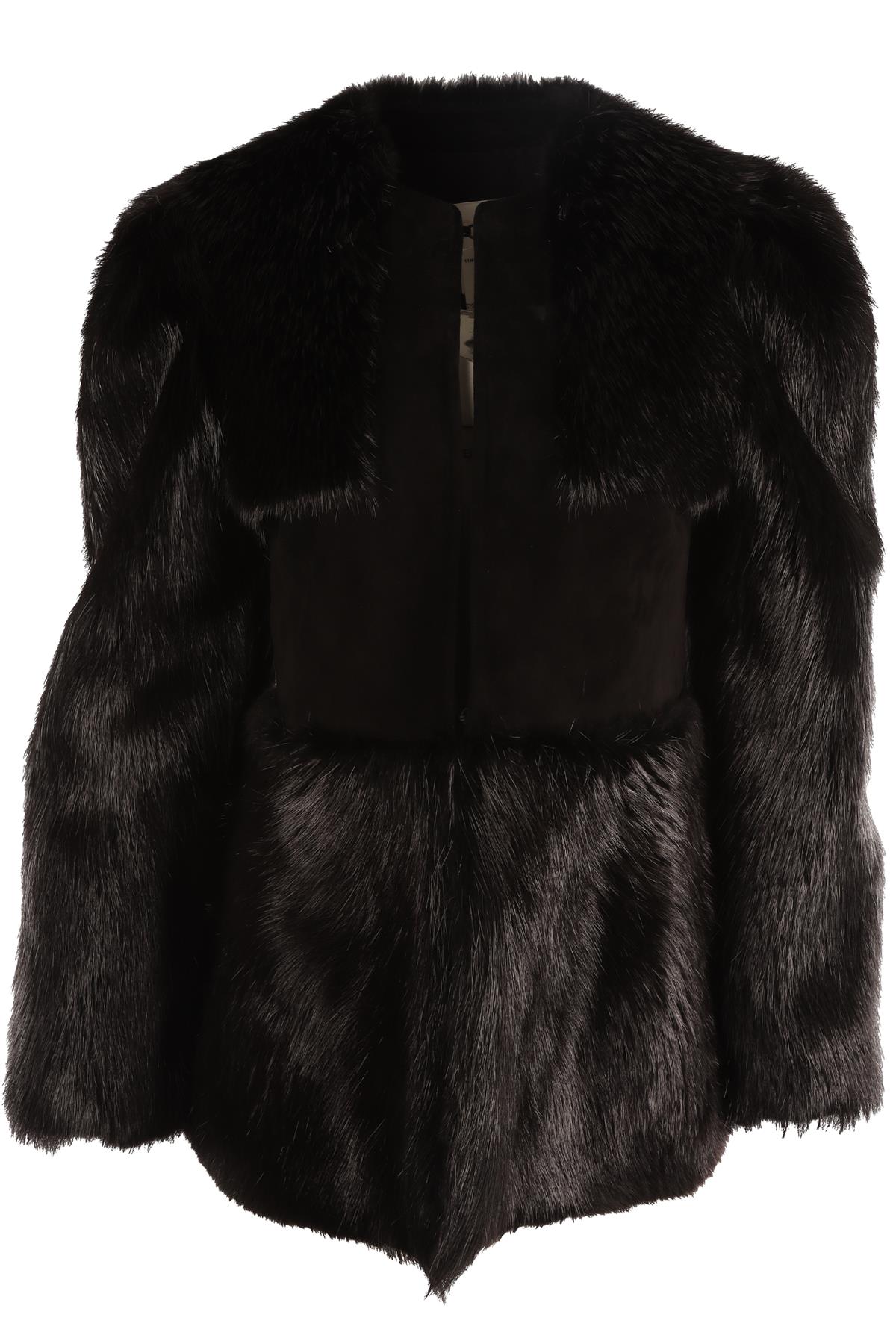 CHLOE BLACK FUR COAT FR 36 UK 8