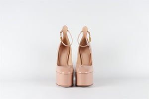 VALENTINO GARAVANI NUDE TAN-GO PATENT LEATHER PLATFORM PUMPS EU 38 UK 5 US 8