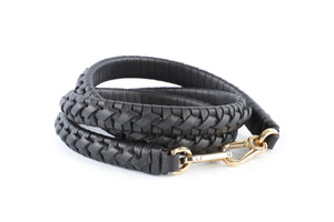 LOEWE BLACK WOVEN SPIRAL LEATHER SHOULDER STRAP