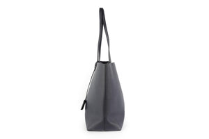 SAINT LAURENT NAVY SHOPPING E/W LEATHER TOTE BAG