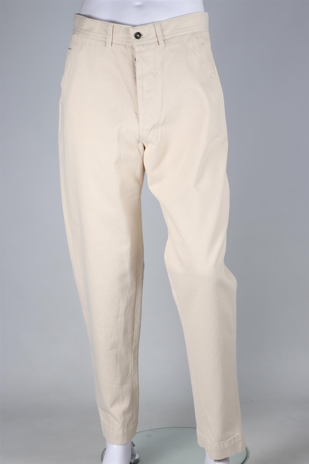 OFFICINE GENERALE CREAM MEN'S COTTON STRAIGHT LEG PANTS UK/US W30