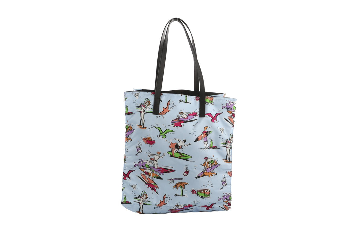 PRADA BLUE SURF NYLON TOTE BAG