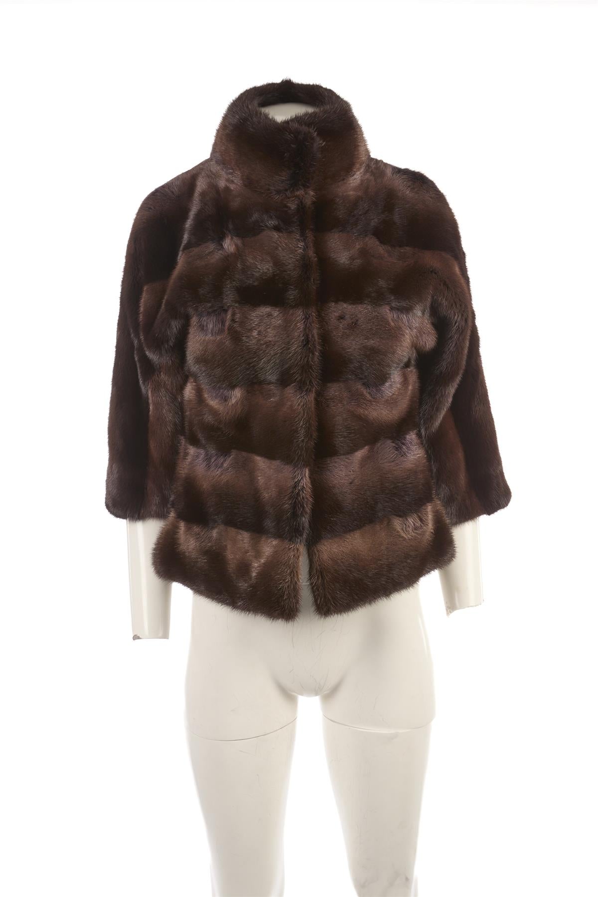VICEDOMINI BROWN MINK FUR JACKET XSMALL