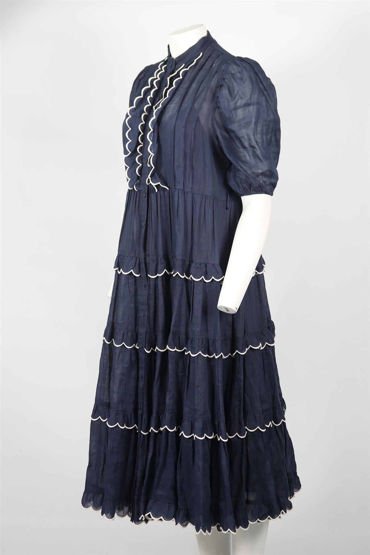 ZIMMERMANN LINEN MIDI DRESS UK 12