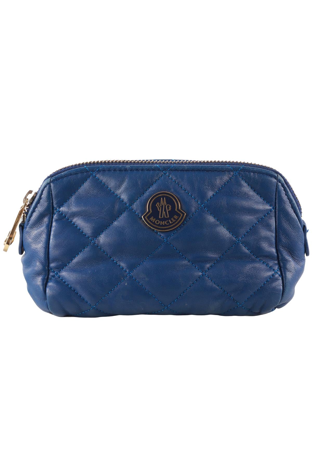 MONCLER BLUE LEATHER POUCH