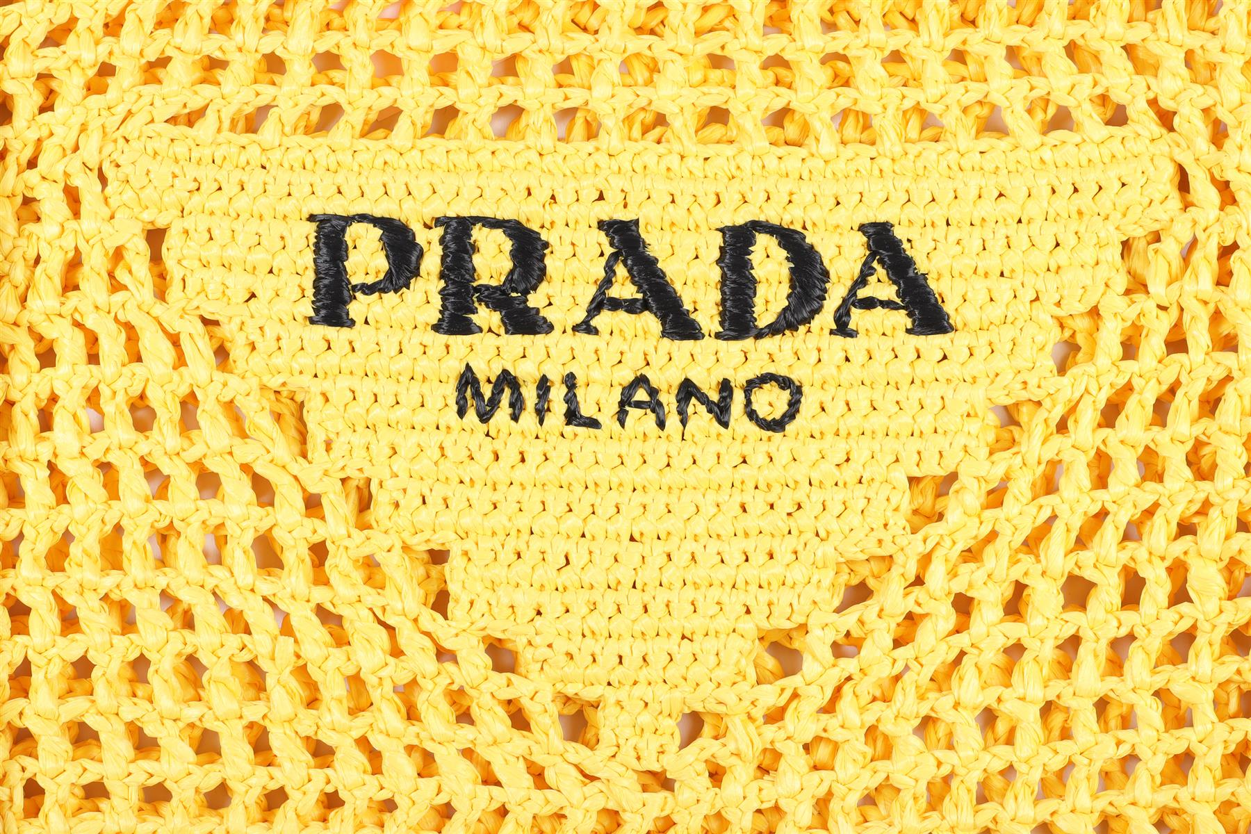 PRADA YELLOW RAFFIA TOTE BAG
