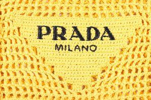 PRADA YELLOW RAFFIA TOTE BAG