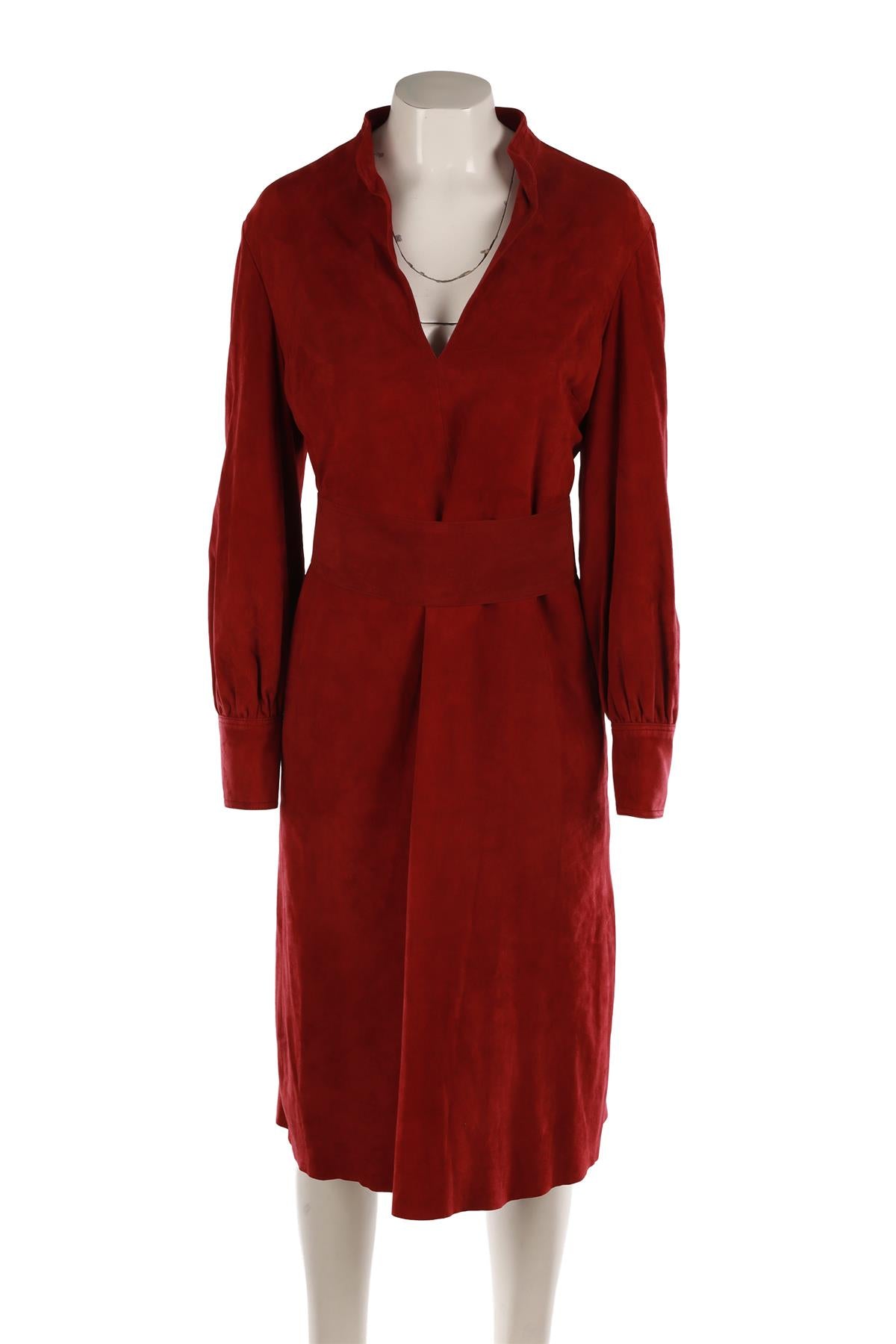GUCCI RED SUEDE MIDI DRESS IT 42 UK 10